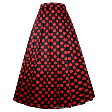 Belle Poque Vintage Retro élastique Polka Dots Pattern Swing A-Line Long Skirt BP000351-1